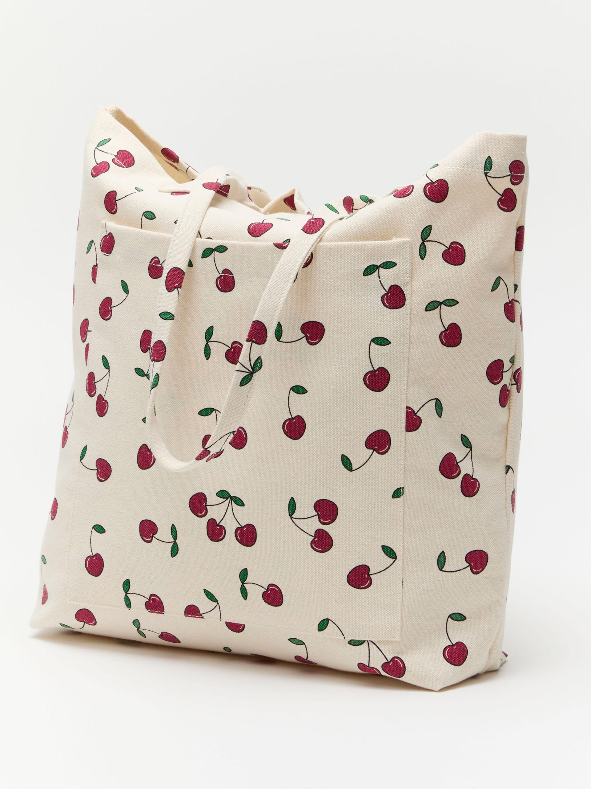 Bolsa Tote de Cerezas con Bolsillo Hueso